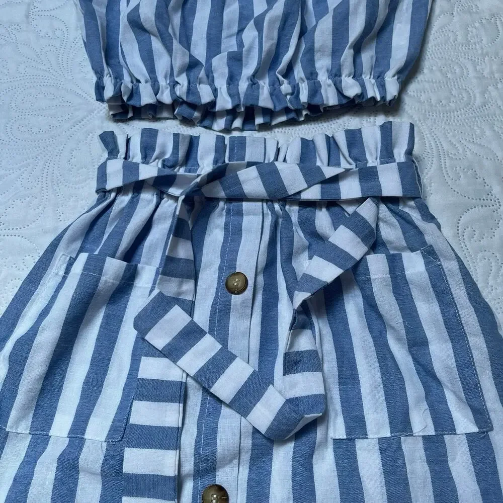 SHEIN Two Piece Cropped Shirt and Skirt Outfit Size 11/12